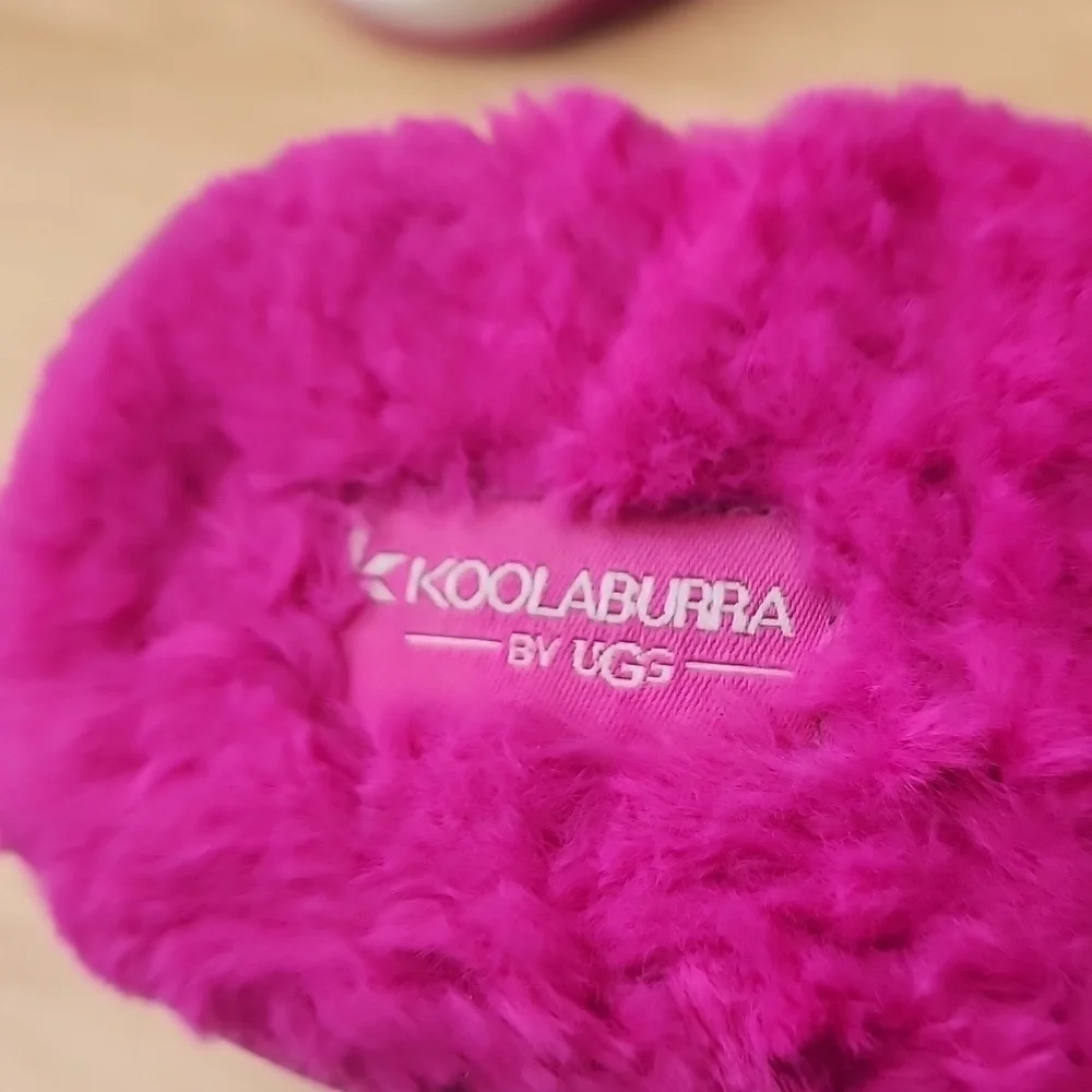 Koolaburra by UGG Kid's Backstrap Slide Sandals Fuzz'n Raspberry Rose Size US 4